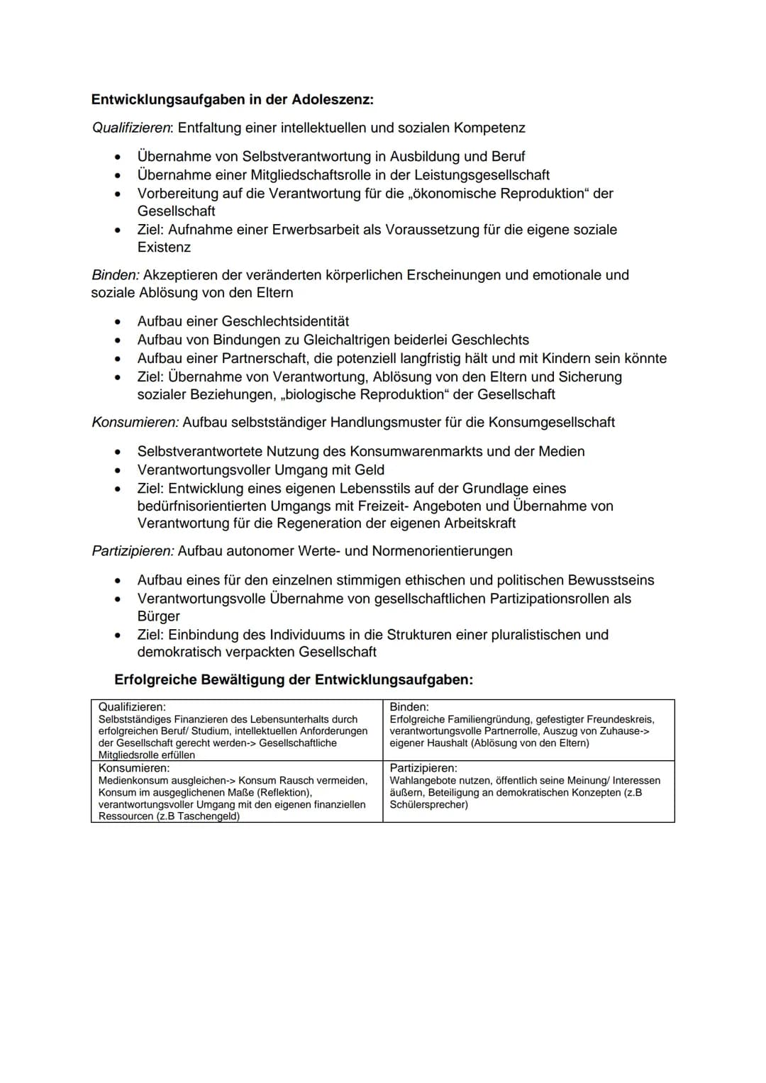 Klaus Hurrelmann: Das Modell der produktiven Realitätsverarbeitung
Entwicklungsaufgaben:
Umsetzung von psychischen, physischen und sozialen 