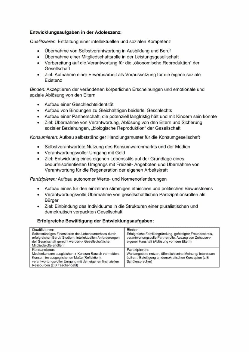 Klaus Hurrelmann: Das Modell der produktiven Realitätsverarbeitung
Entwicklungsaufgaben:
Umsetzung von psychischen, physischen und sozialen 
