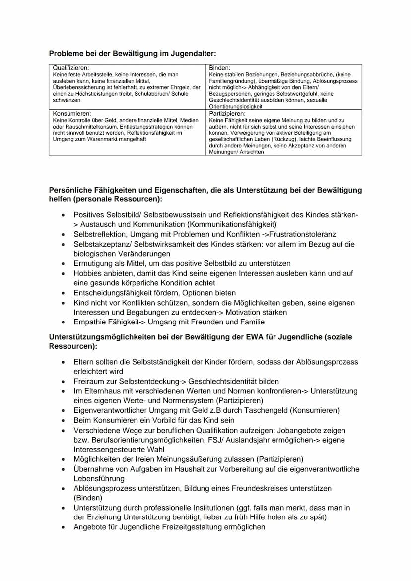 Klaus Hurrelmann: Das Modell der produktiven Realitätsverarbeitung
Entwicklungsaufgaben:
Umsetzung von psychischen, physischen und sozialen 