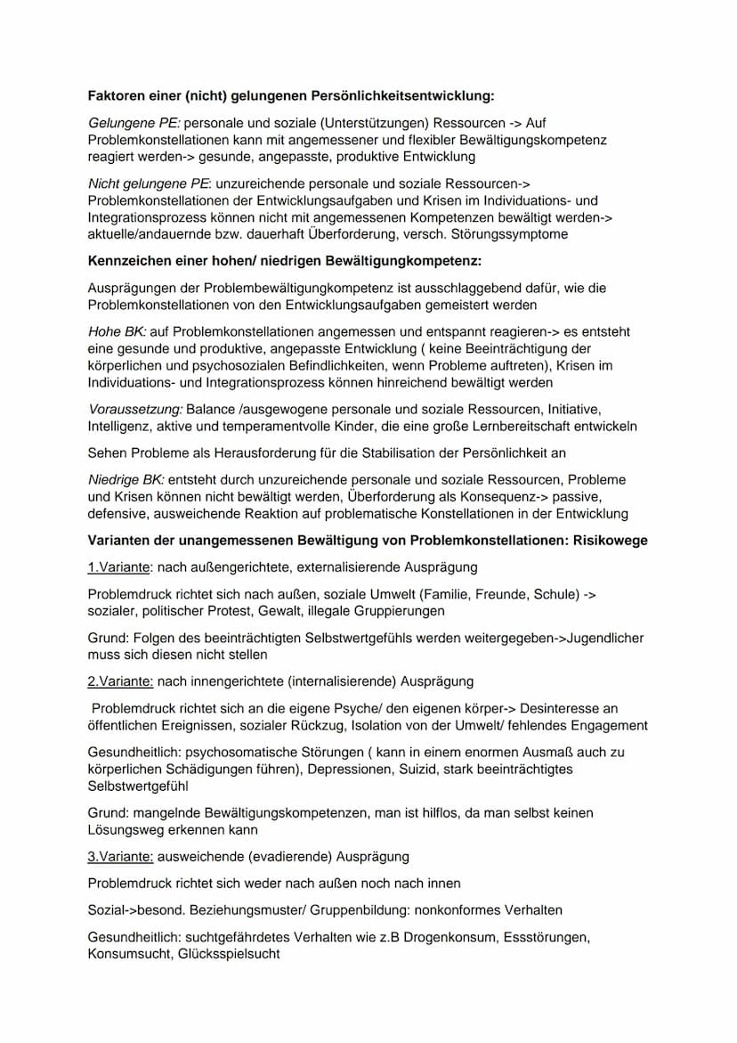 Klaus Hurrelmann: Das Modell der produktiven Realitätsverarbeitung
Entwicklungsaufgaben:
Umsetzung von psychischen, physischen und sozialen 