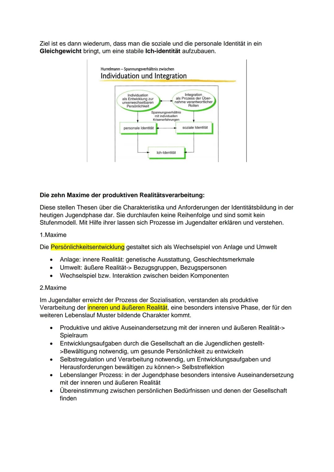 Klaus Hurrelmann: Das Modell der produktiven Realitätsverarbeitung
Entwicklungsaufgaben:
Umsetzung von psychischen, physischen und sozialen 
