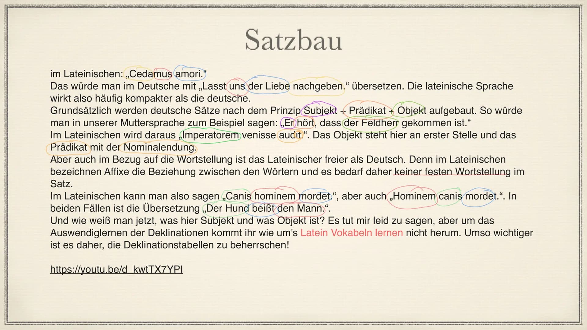 Latein
8.6.2021 Fall: Nominativ: "Wer oder was?"
Fall: Genitiv: "Wessen?"
Fall: Dativ: "Wem?"
Fall: Akkusativ.: "Wen oder was"
Im Deutschen
