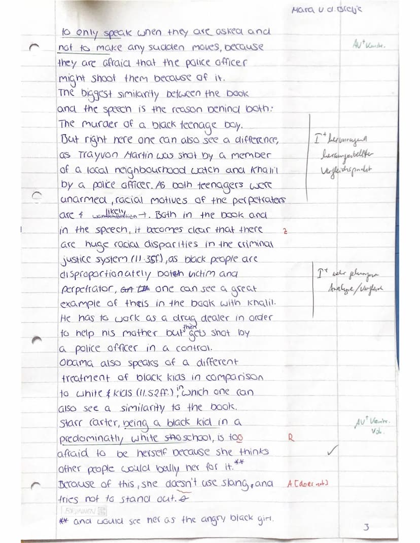 2nd Class Test: The Hate You Give
Name: Mara vd. Brelje
(Main) Competence tested: Writing
11.3 /Fra
Part I: Comprehension
1 Summarize the ex