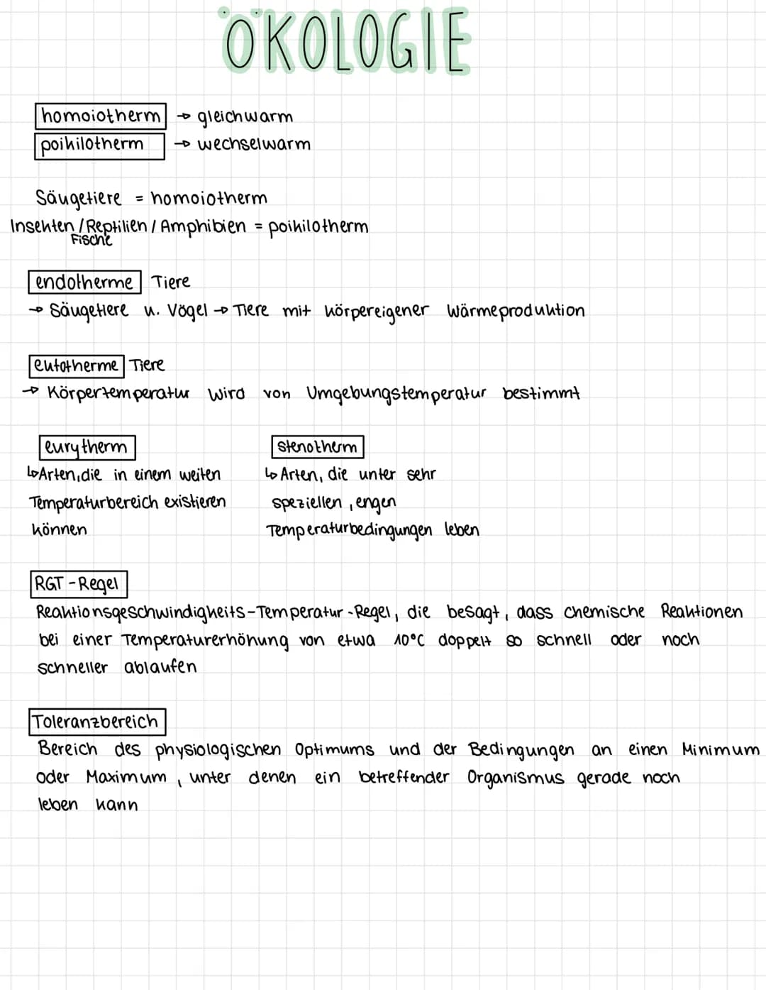 homoiotherm → gleich warm
poikilotherm →wechselwarm
Säugetiere = homoiotherm
Insekten/Reptilien
Fische
OKOLOGIE
endotherme Tiere
Säugetiere 