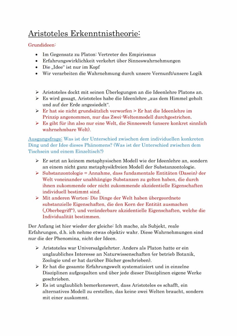 Erkenntnistheorien: Philosophie-Klausur
Definitionen der Erkenntnistheorie:
1) Theorie über das Zustandekommen, die Reichweite und Valenz de