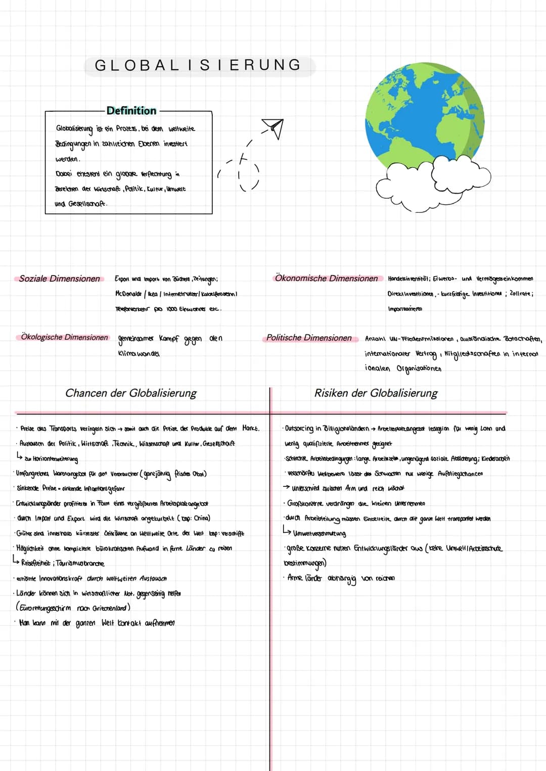 GLOBALISIERUNG
-Definition
Globalisierung ist ein Prozess, bei dem weltweite
Bedingungen in zahlreichen Ebenen investiert
werden.
Dabei ents