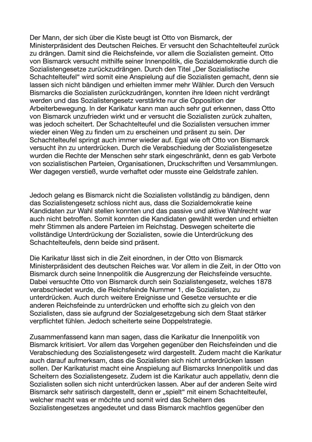 Karikatur Analyse:
SOCIALIST
JACK
Die vorliegende Karikatur ,,Der sozialistische Schachtelteufel" wurde von einem
unbekannten Künstler, in d