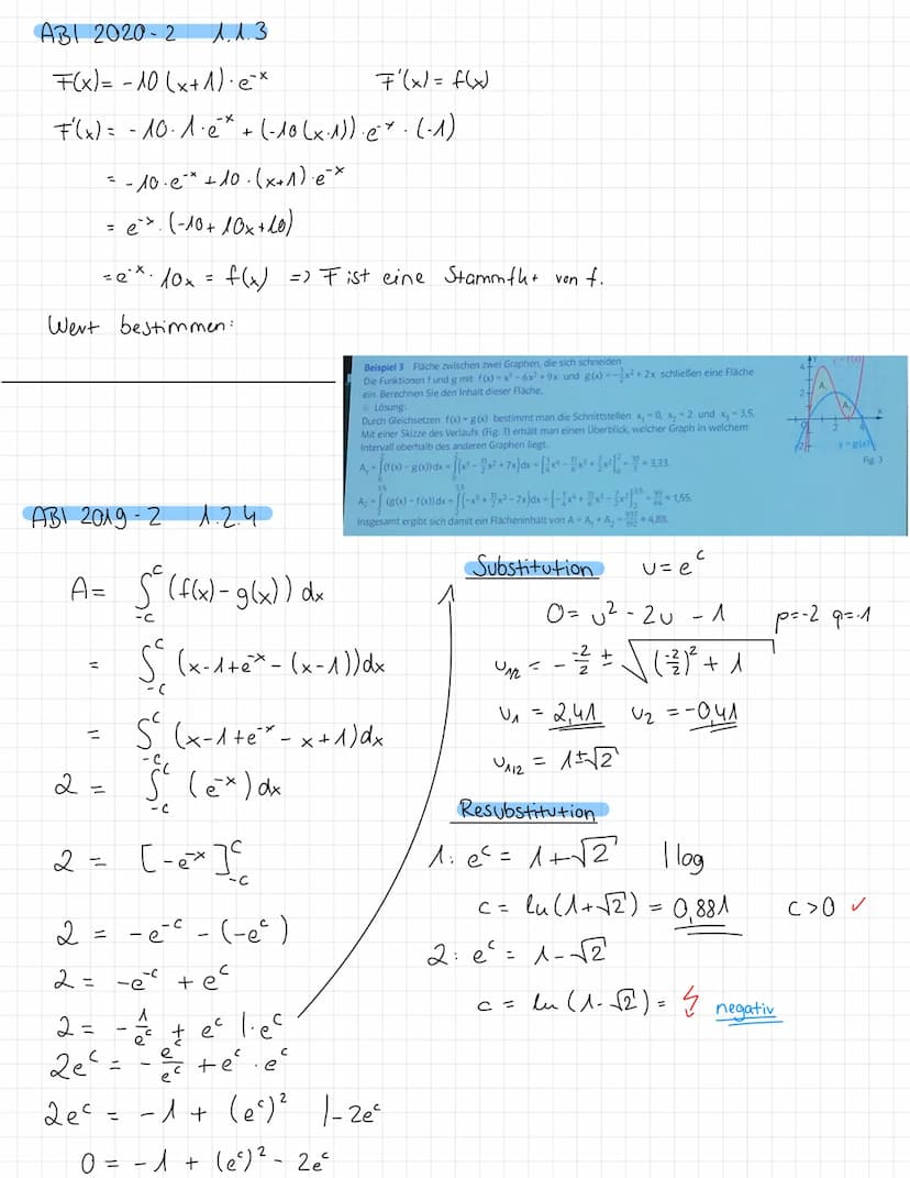-2
Bestimmtes Integral
- Orientierter Flächeninhalt zwischen Graph und x-Achse von
X = X₁ und x= x₂.
Flächen unter der x-Achse werden.
negat