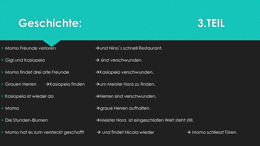 ΜΟΜΟ
Schriftsteller: Michael Ende!
MOMO
Michael Ende Aufbau:
Figuren
Geschichte
Themen
• Zitat
• Meinung
Fragen? Figuren
Meister Hora
Chef d