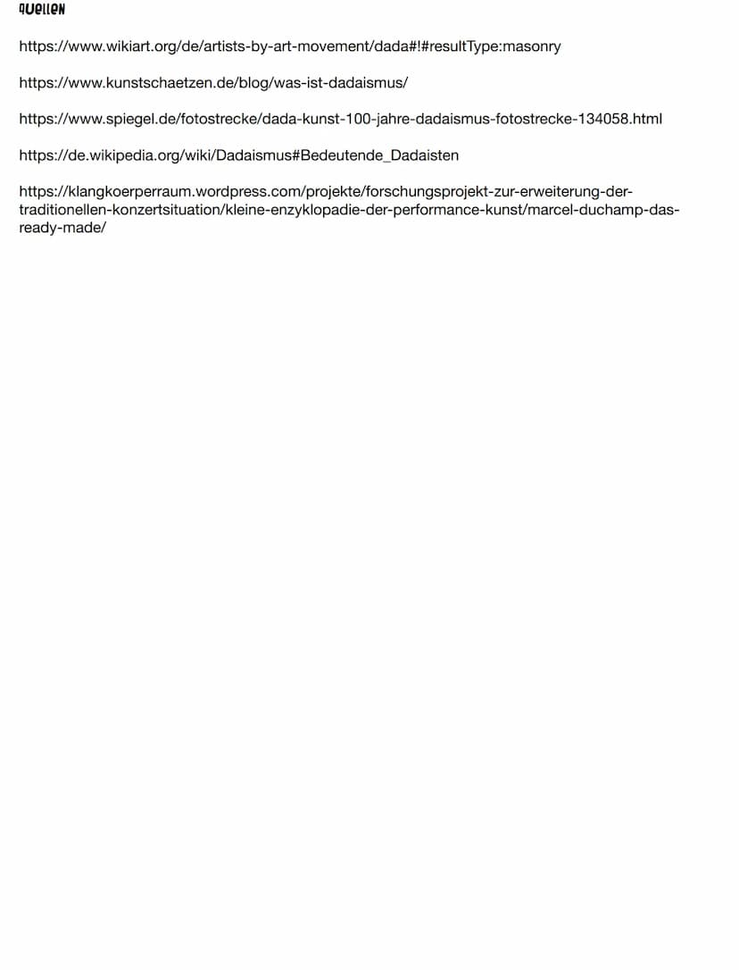 DADAJSMUS ZUSAMMENFASSUNG
Dadaismus ist eine Kunst- und Literaturrichtung, die auch als Anti-Kunst gesehen wird. Die Kunst soll
alltagstaugl