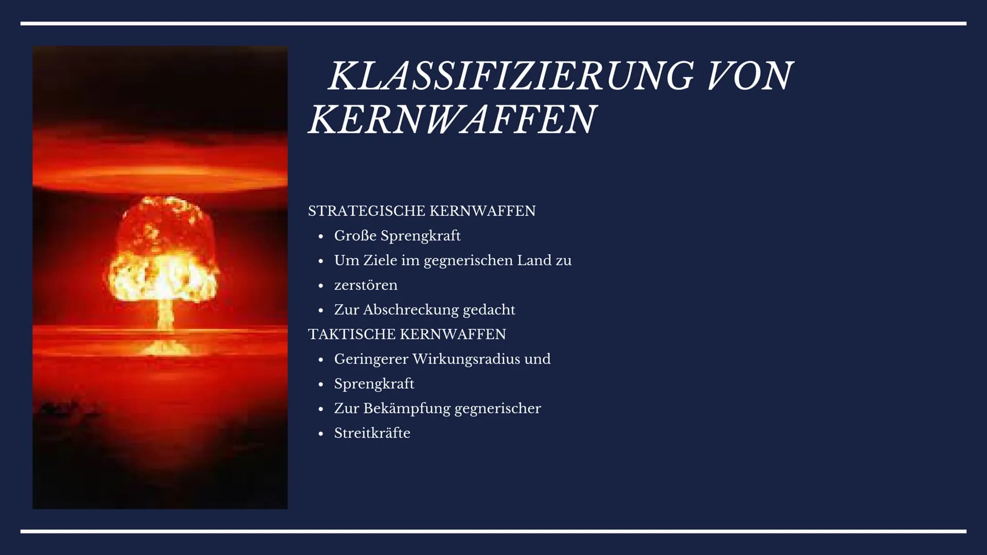 ATOMBOMBE
Ehsan, Mara und Viktor HEUTIGE
PRÄSENTATION
THEMEN ÜBERSICHT
Geschichte der Atombomben
Klassifizierung von Kernwaffen
Aufbau und F