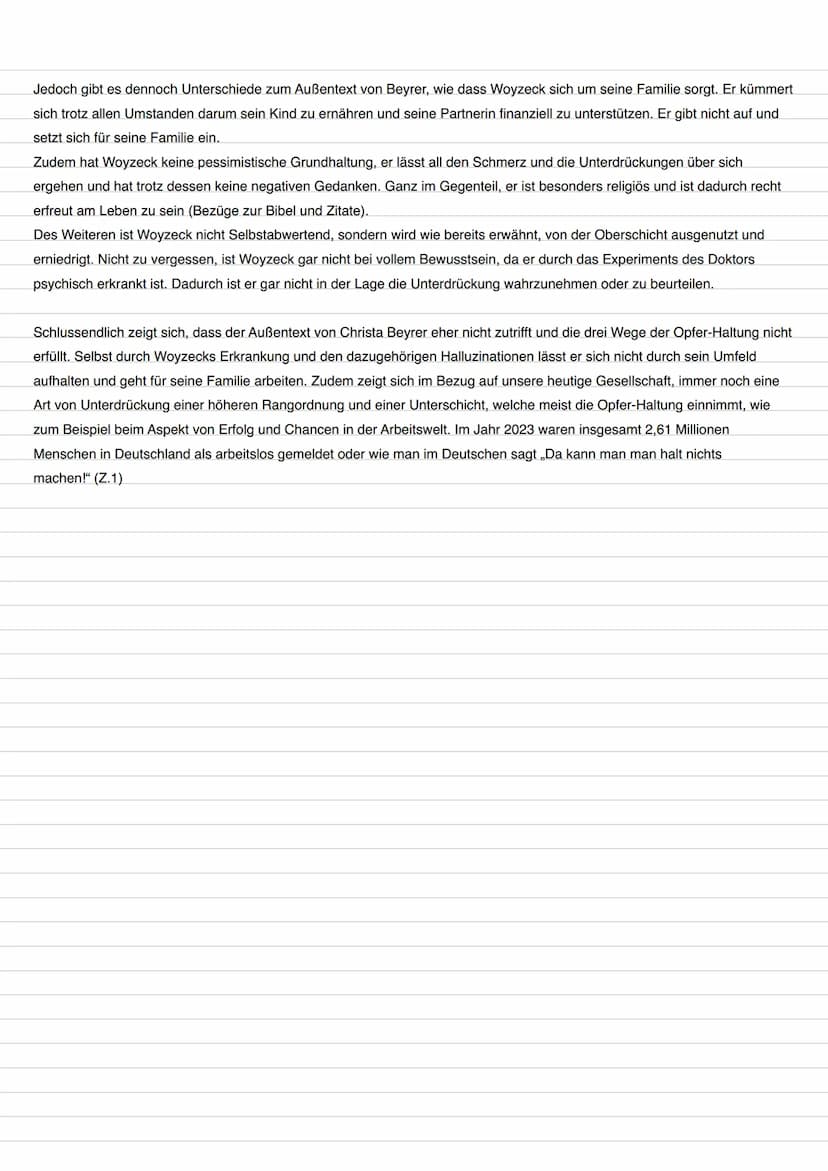 etwas genauer
Erörterung eines literarischen Werks - Woyzeck
Neid ist sehr häufig in unserer Gesellschaft vertreten. Viele gehen mit dem Ged