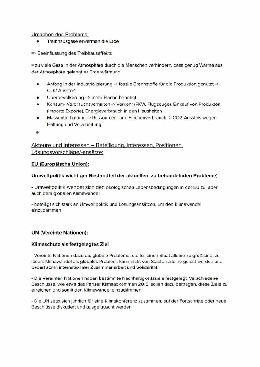Der Klimawandel als globales Problem -
Ist eine gemeinsame Weltumweltpolitik möglich?
Was ist das Problem?
● Klimawandel = Veränderung des K
