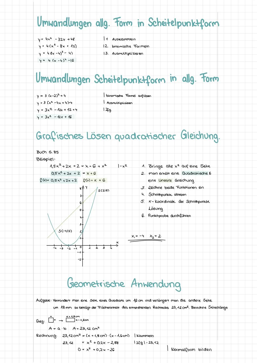 # Quadratische Funktionen

f(x)=y=ax² bx + c
a ≠ 0 | a,b,c ∈ R

ax - Quadratisches Glied
bx - Lineares Glied
c - absolutes Glied

1. f(x)=y=