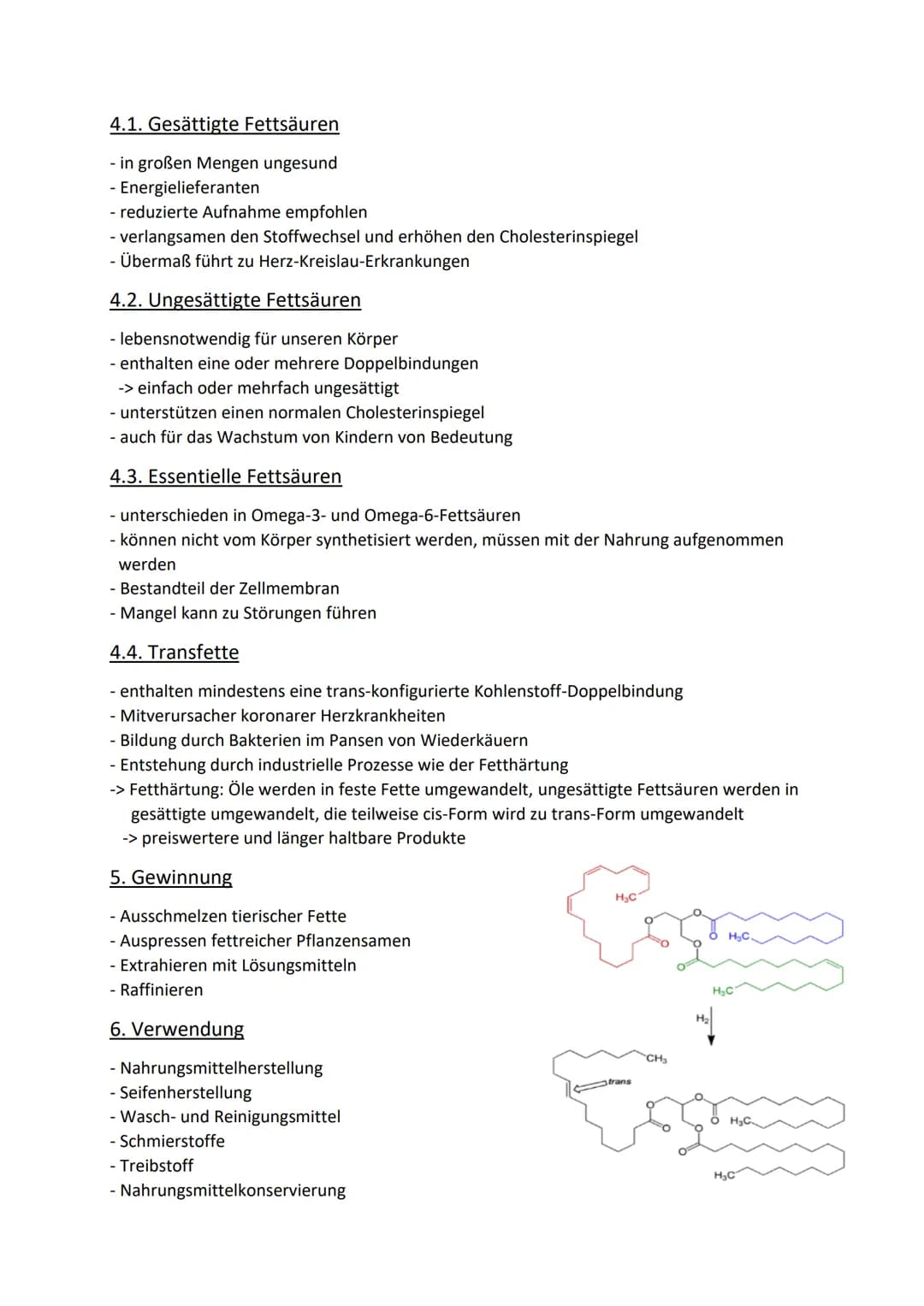 Handout: Fette
1. Was sind Fette?
- Ester aus Glycerin und drei verschiedenen Monocarbonsäuren (Fettsäuren)
- Einteilung in: pflanzliche und