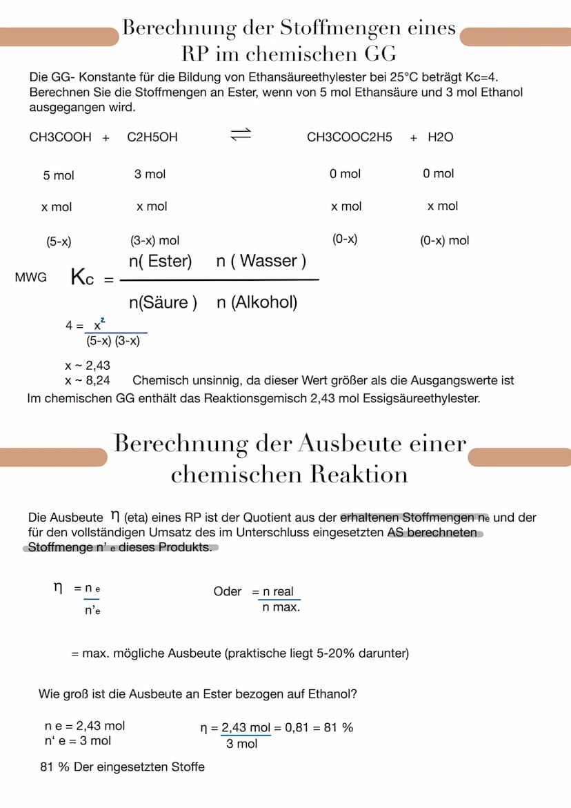  Chemisches Gleichgewicht
Stoffumsatz Chemische Reaktionen, die so lange ablaufen, bis mindestens einer der AS
verbraucht ist, nennt man Rea