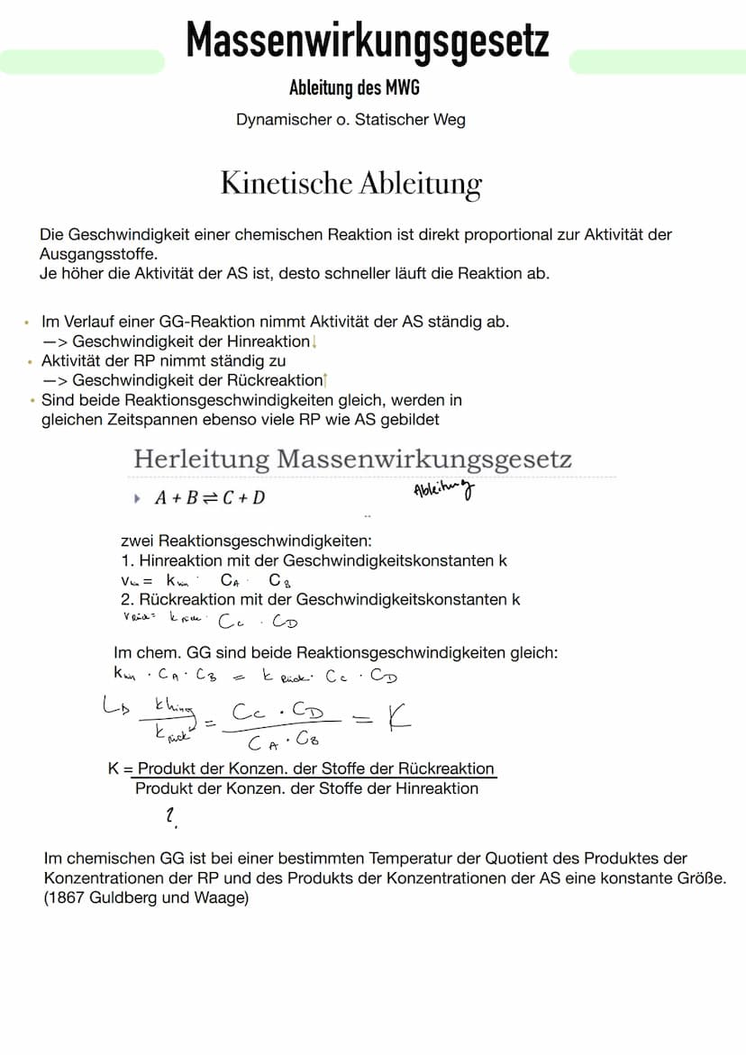  Chemisches Gleichgewicht
Stoffumsatz Chemische Reaktionen, die so lange ablaufen, bis mindestens einer der AS
verbraucht ist, nennt man Rea