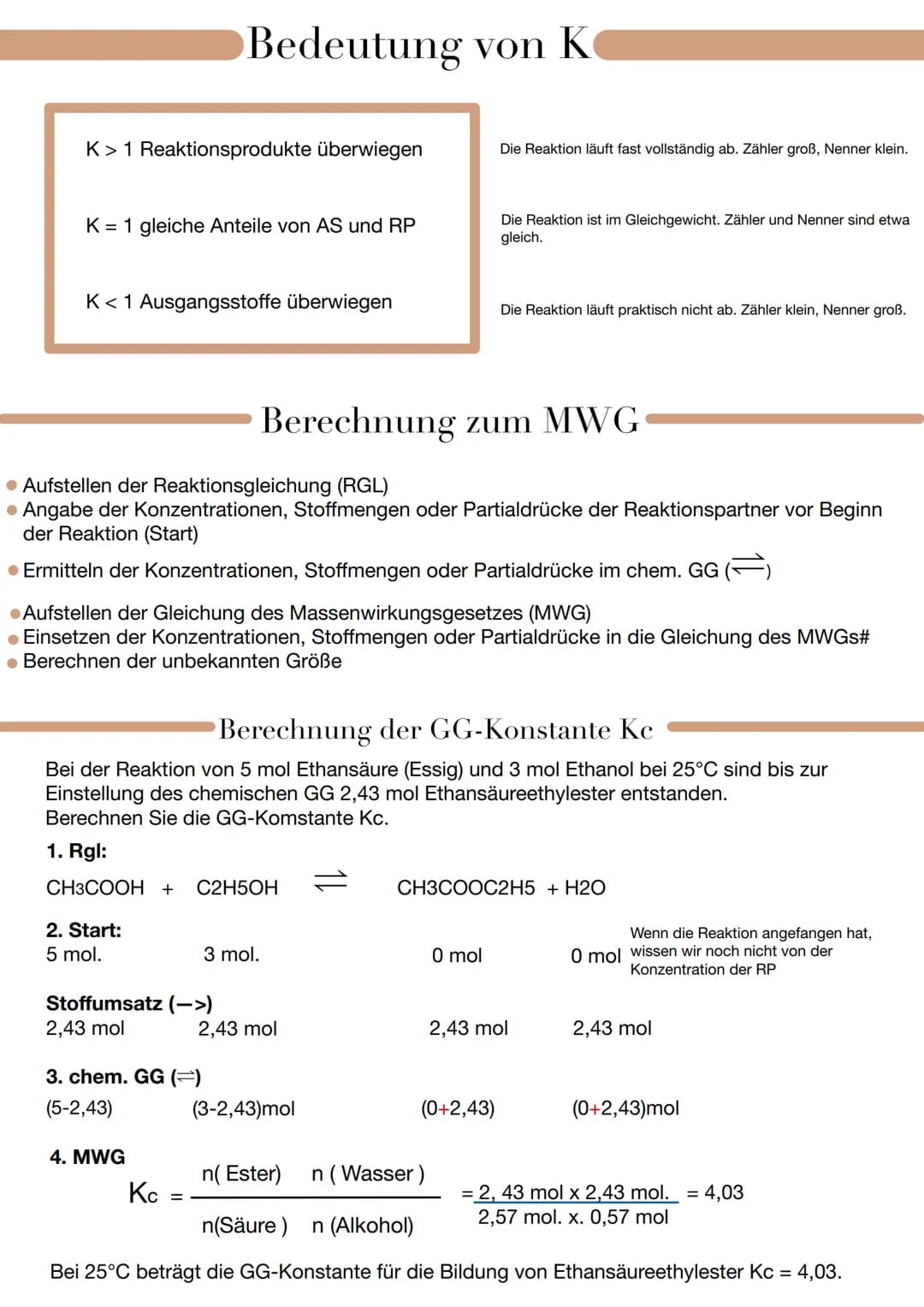  Chemisches Gleichgewicht
Stoffumsatz Chemische Reaktionen, die so lange ablaufen, bis mindestens einer der AS
verbraucht ist, nennt man Rea