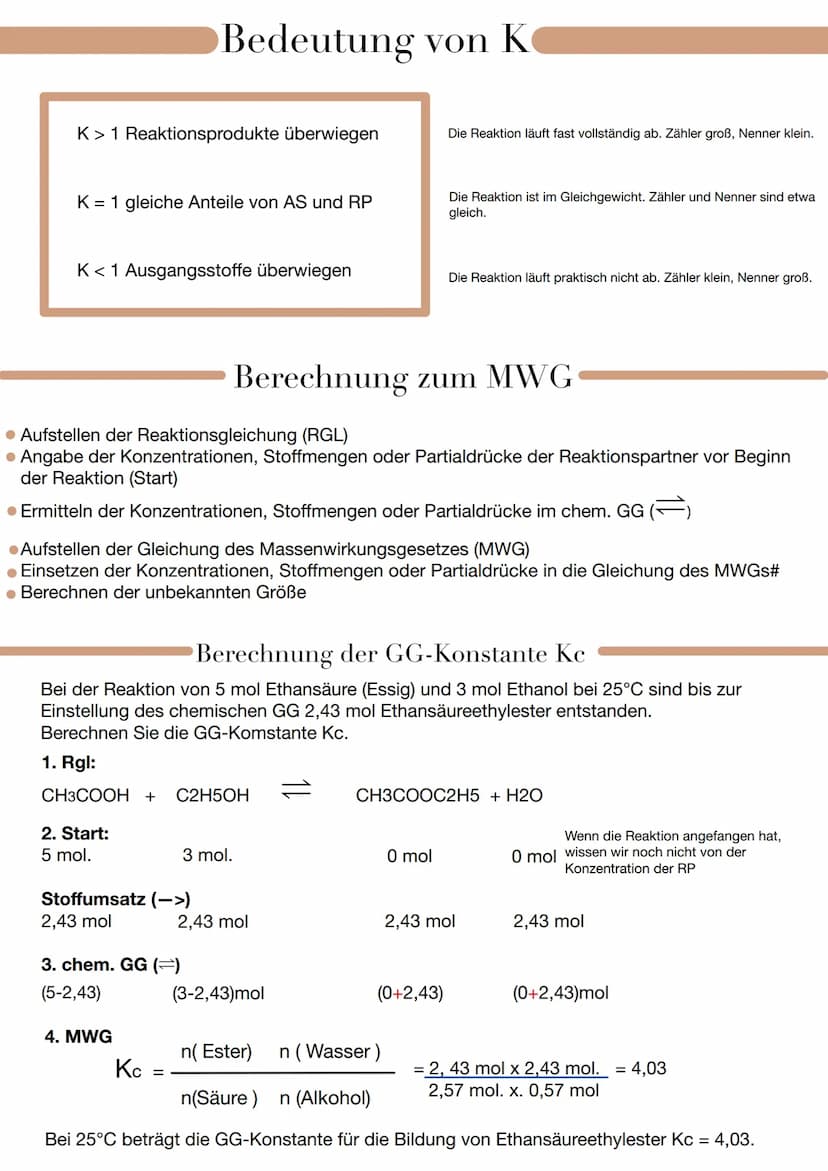  Chemisches Gleichgewicht
Stoffumsatz Chemische Reaktionen, die so lange ablaufen, bis mindestens einer der AS
verbraucht ist, nennt man Rea