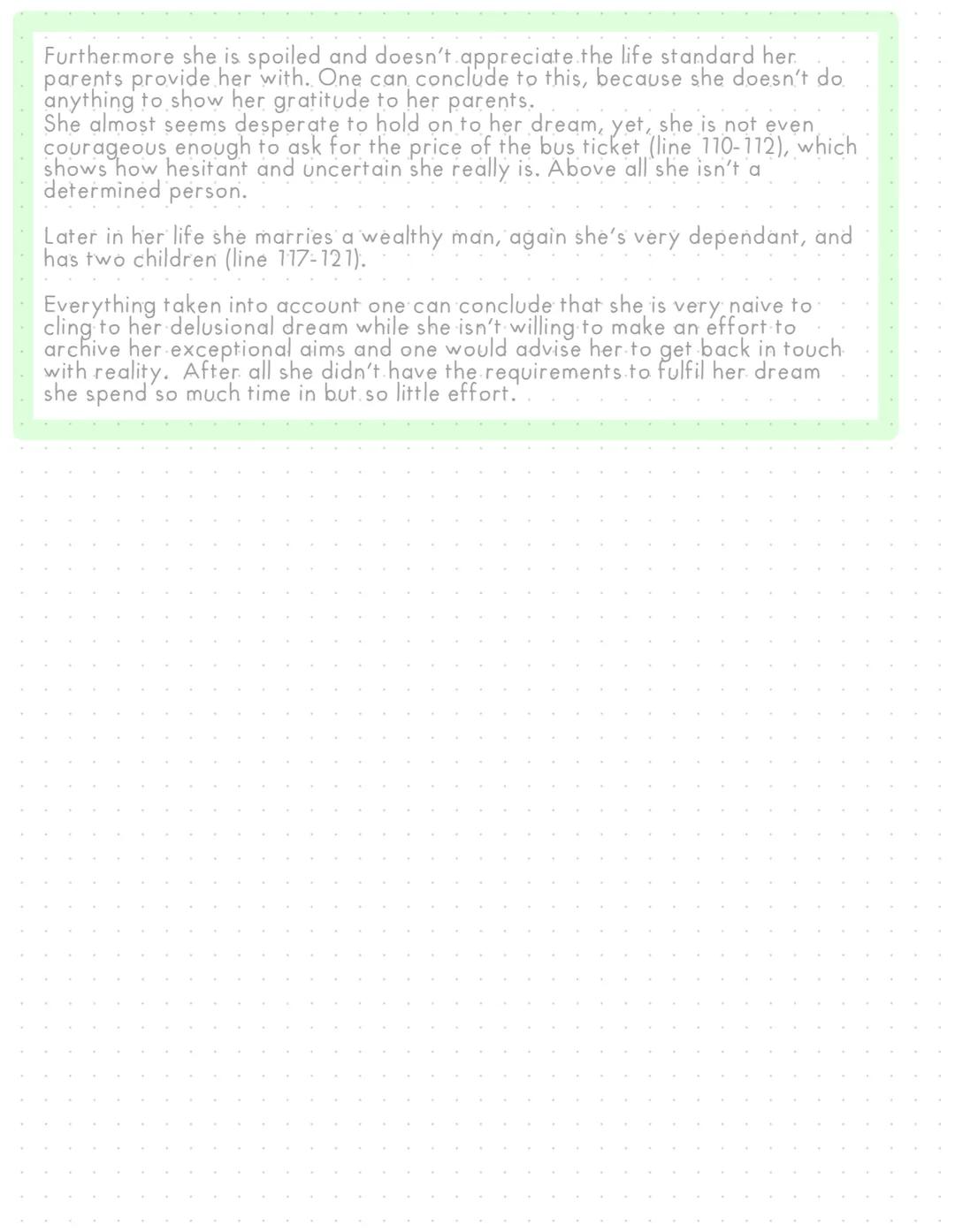 CHARACTERISATION -GREYHOUND TRAGEDY
The short-story entitled "the Greyhound tragedy" published in 1971 deals with
a young woman in the 30's.
