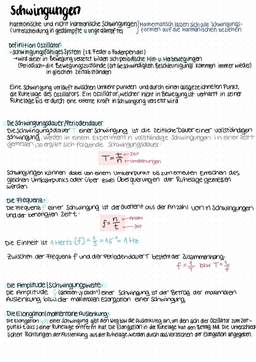 Schwingungen
harmonische und nicht harmonische Schwingungen Mathematisch lassen sich alle Schwingungs-
(Unterscheidung in gedämpfte u. unge 