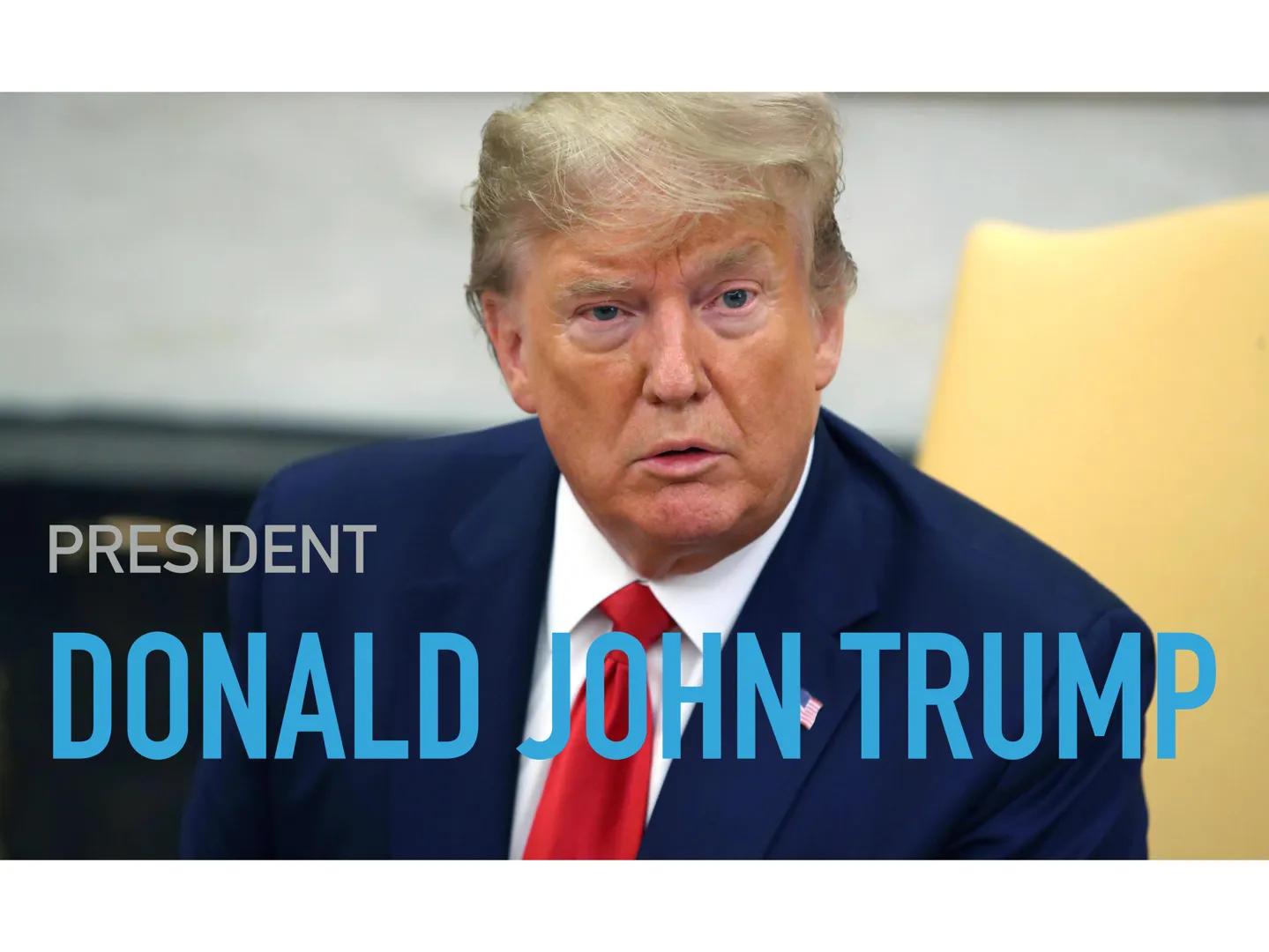 PRESIDENT

DONALD JOHN TRUMP CONTENT

general facts

electoral promises

immigrants and minority groups

achievements during his reign

fun 