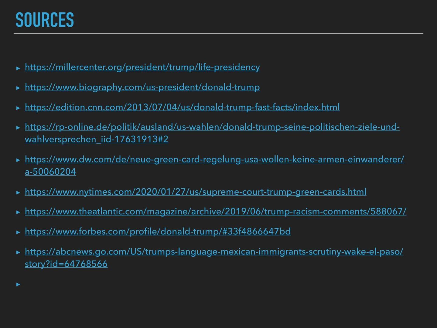 PRESIDENT

DONALD JOHN TRUMP CONTENT

general facts

electoral promises

immigrants and minority groups

achievements during his reign

fun 