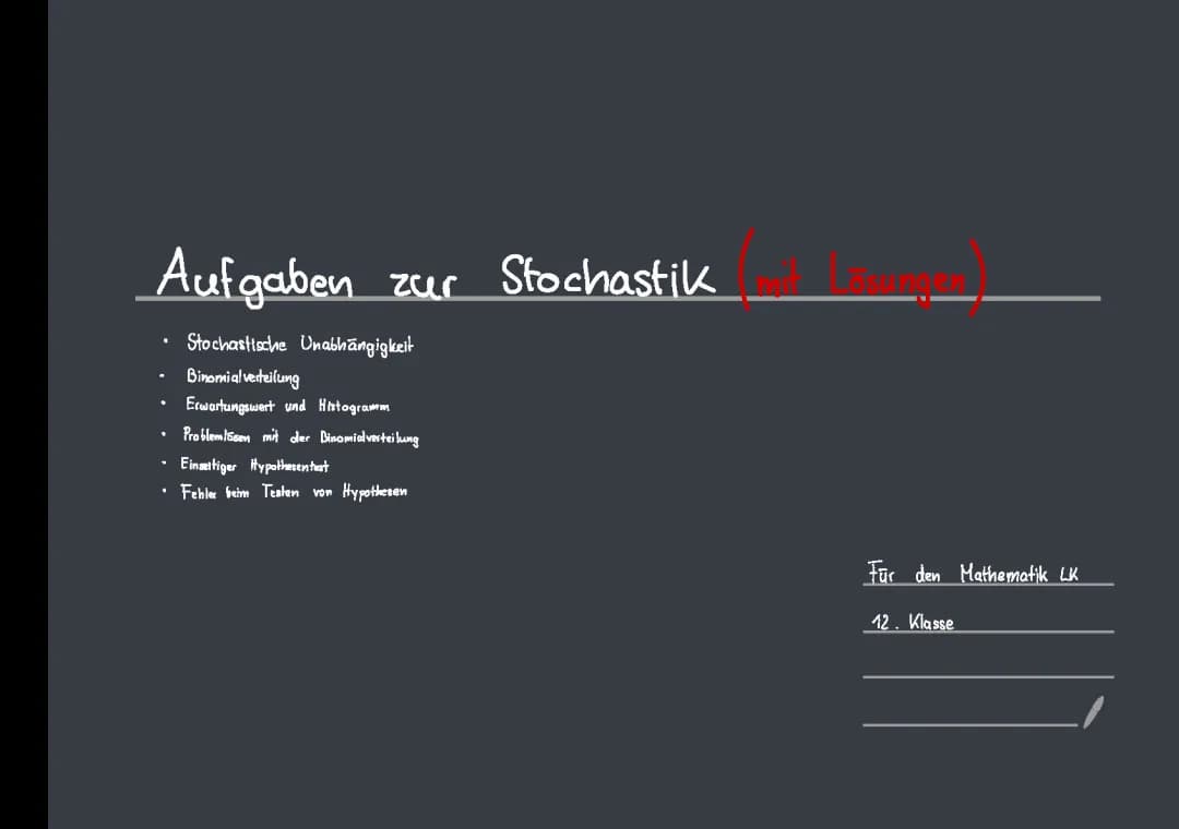 Stochastik Aufgaben (mit Lösungen) 
