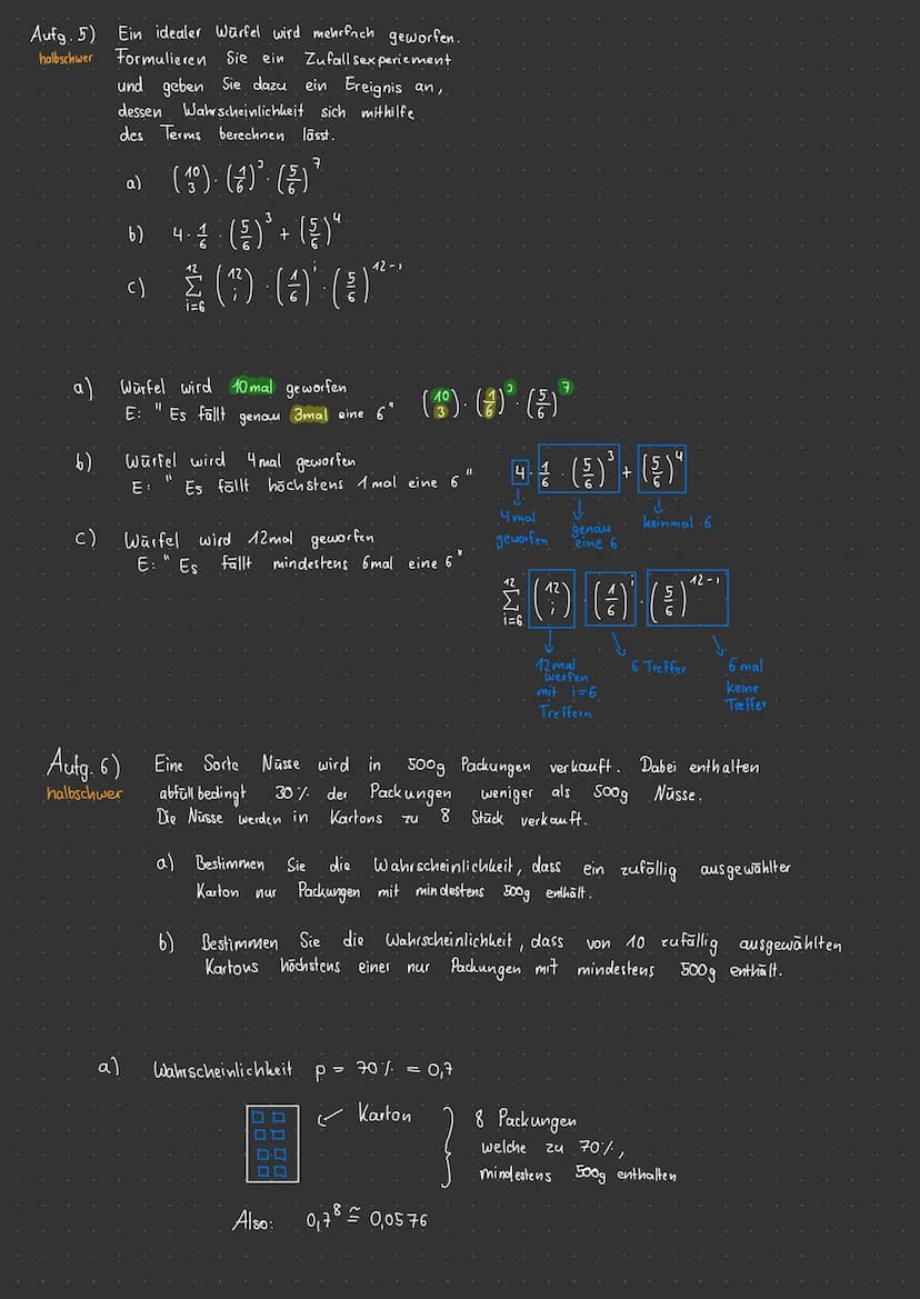 Aufgaben zur Stochastik
Stochastische Unabhängigkeit
Binomial verteilung
Erwartungswert und Histogramm
Problemlösen mit der Binomialverteilu