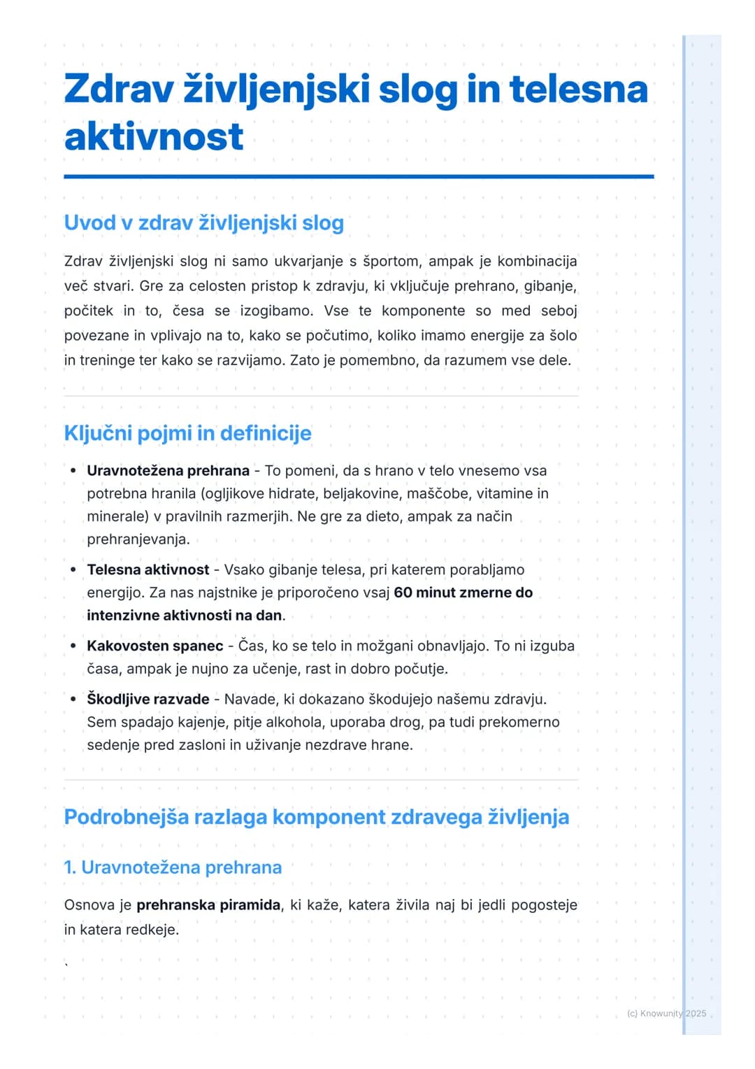 # Zdrav življenjski slog in telesna
aktivnost

Uvod v zdrav življenjski slog

Zdrav življenjski slog ni samo ukvarjanje s športom, ampak je 