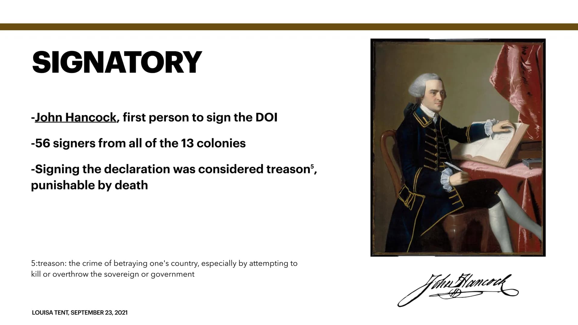 Alte Landeeschule Korbach
English LK Mr. Wagner
September 23, 2021
Louisa Tent
Declaration of Independence
Basic information
-Official name: