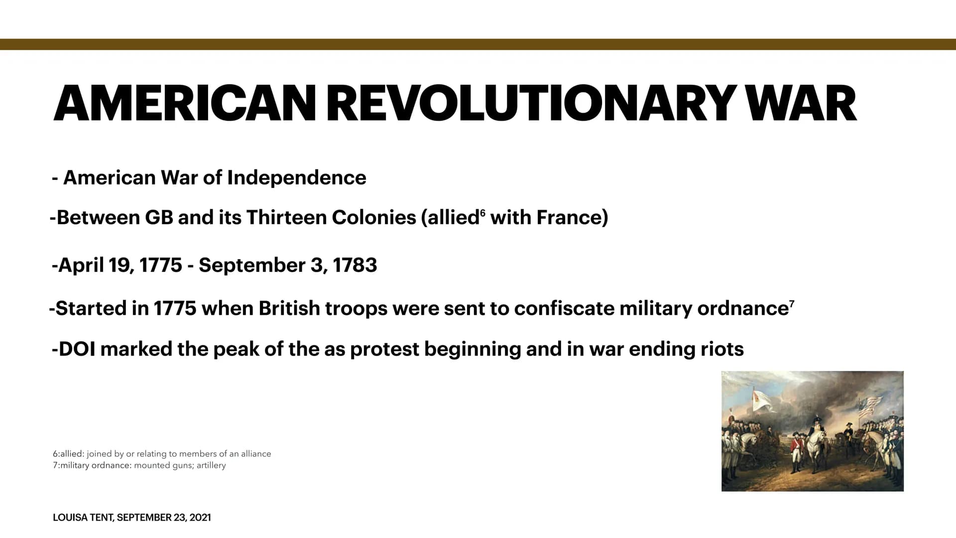 Alte Landeeschule Korbach
English LK Mr. Wagner
September 23, 2021
Louisa Tent
Declaration of Independence
Basic information
-Official name:
