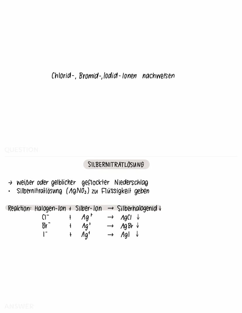 QUESTION
Sauerstoff-Nachweis
ANSWER
GLIMMSPAHNPROBE
→ aufleuchten oder aufflammen
ein glimmender Holzspahn wird in entstandenes Gas gehalten