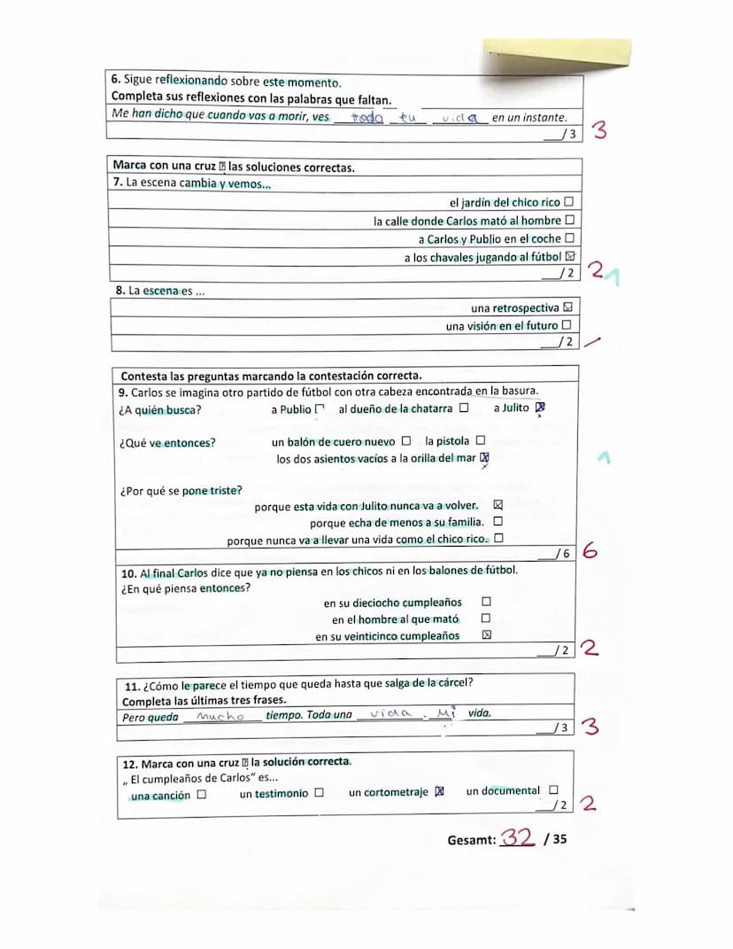1er examen escrito
Parte A (Comprensión auditiva)
Fecha: 27
Nombre:
Vídeo: El cumpleaños de Carlos
Marca con una cruz las soluciones correct