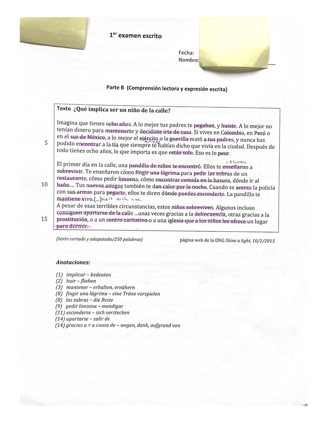 1er examen escrito
Parte A (Comprensión auditiva)
Fecha: 27
Nombre:
Vídeo: El cumpleaños de Carlos
Marca con una cruz las soluciones correct