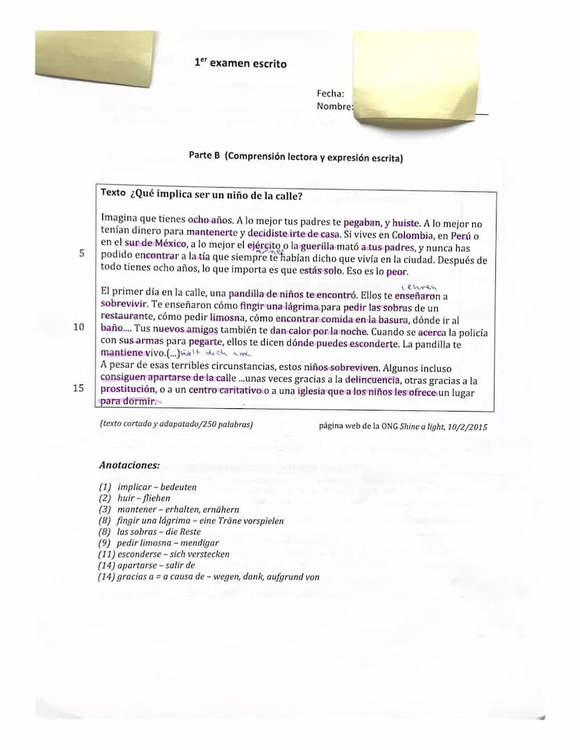 1er examen escrito
Parte A (Comprensión auditiva)
Fecha: 27
Nombre:
Vídeo: El cumpleaños de Carlos
Marca con una cruz las soluciones correct