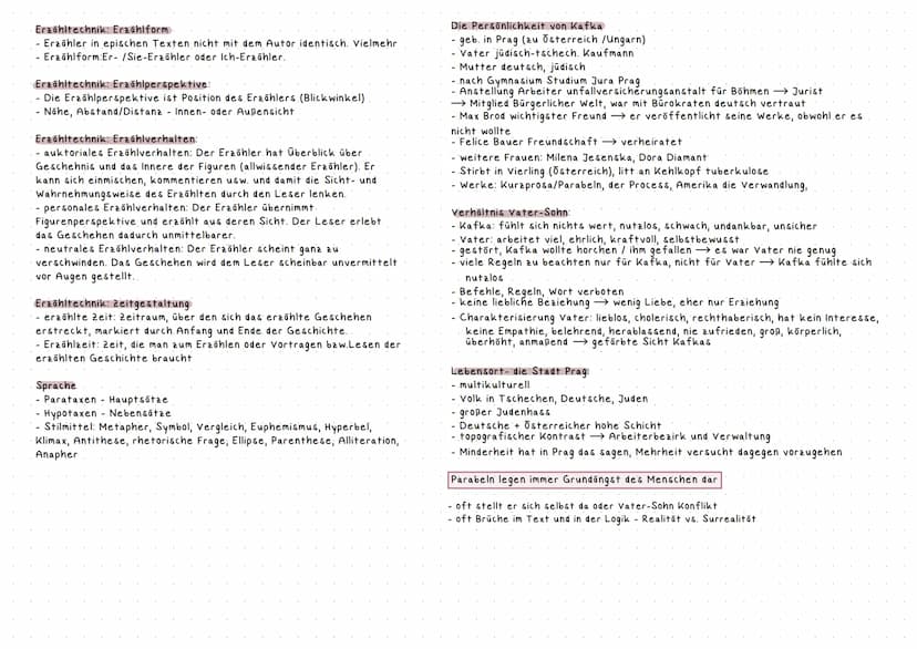 Vorbereitung Klausur
Thema: Interpretation einer Parabel von Franz Kafka
Gliederungsvorschlag für den Aufsatz
1.Einleitung
1.1 Hinführung zu