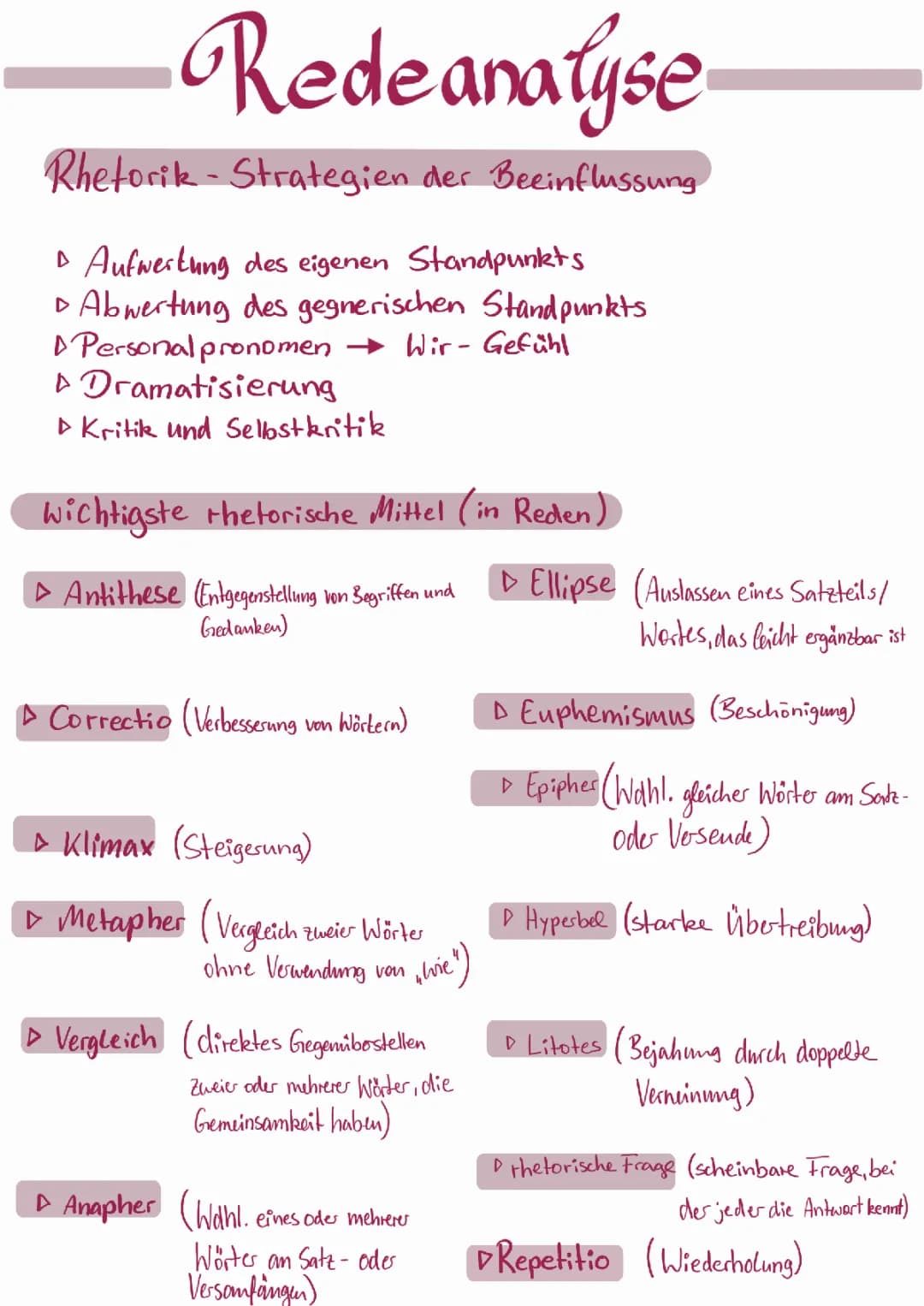 Rhetorische Strategien und Mittel: Redeanalyse Beispiele und Übungen
