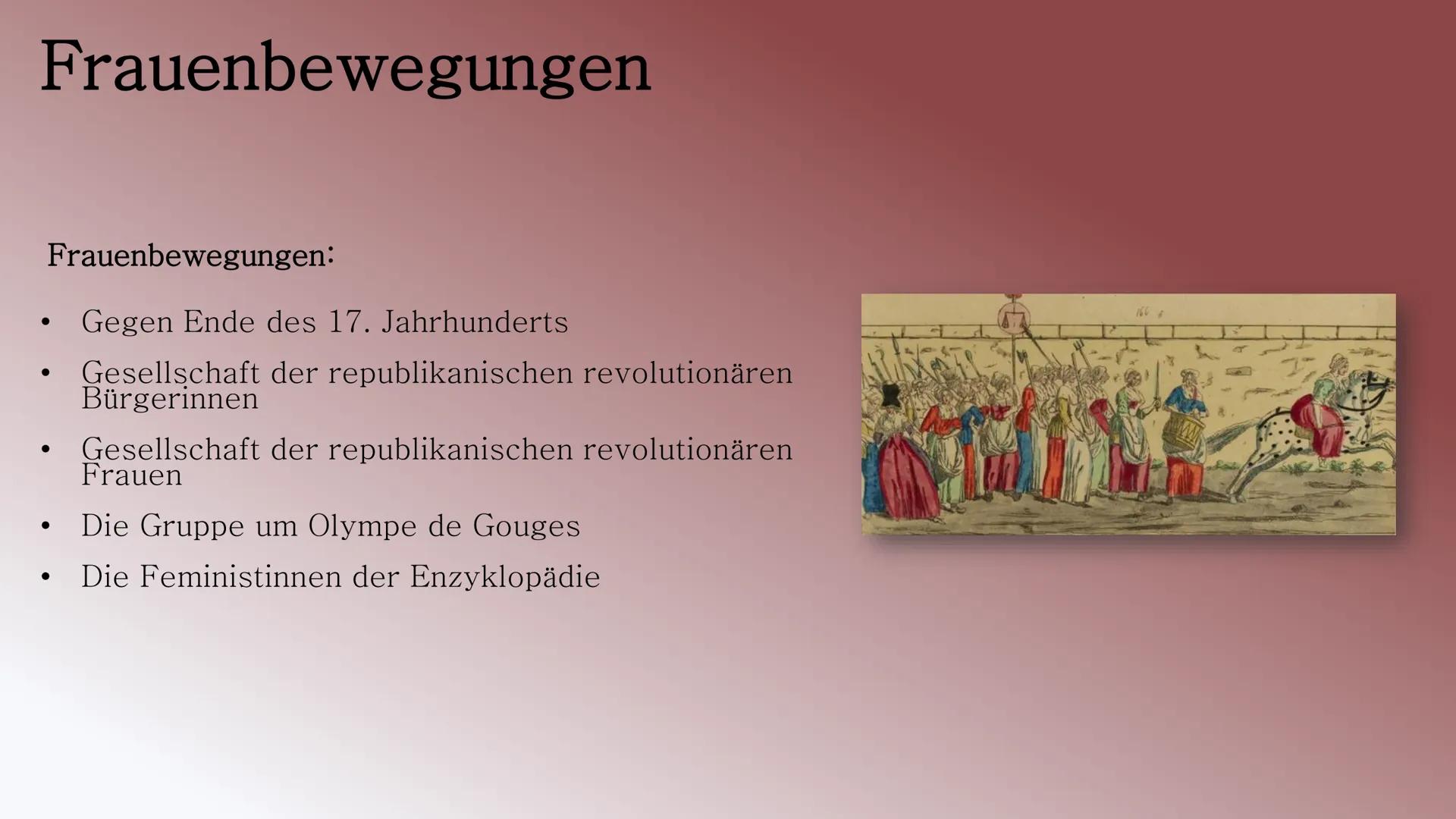 # FRAUENRECHTE

IN DER FRANZÖSISCHEN REVOLUTION

Präsentation von Lamia # Inhaltsverzeichnis

*   Situation der Frauen
*   Forderungen der F