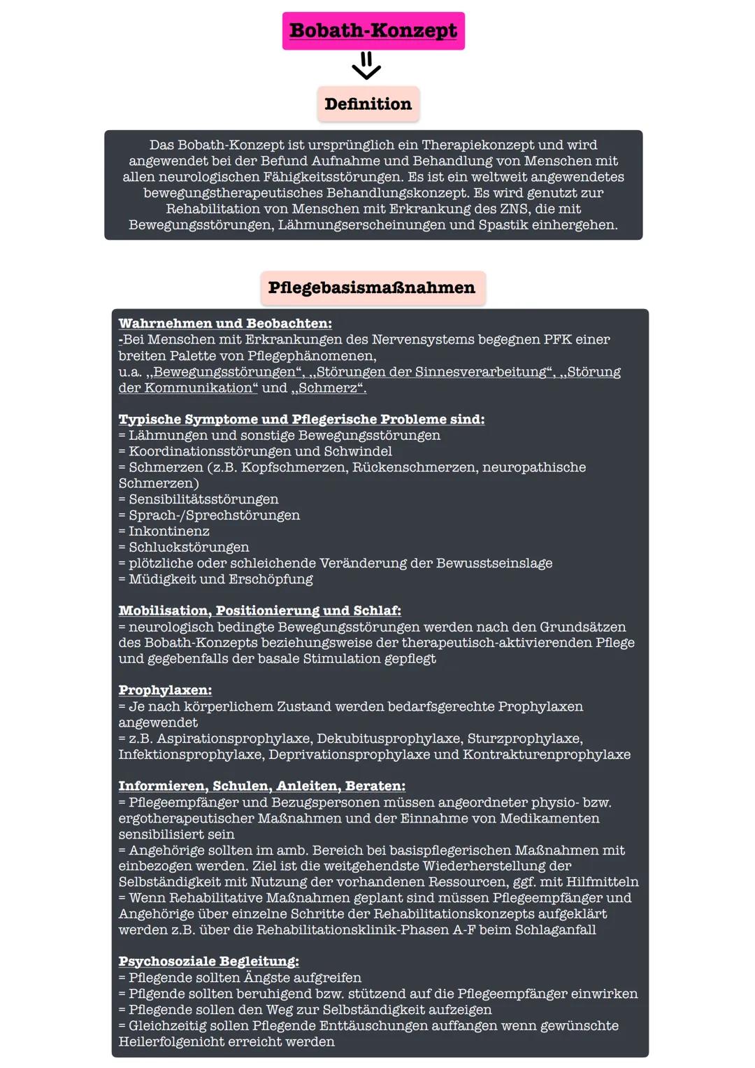 Bobath-Konzept
Definition
Das Bobath-Konzept ist ursprünglich ein Therapiekonzept und wird
angewendet bei der Befund Aufnahme und Behandlung