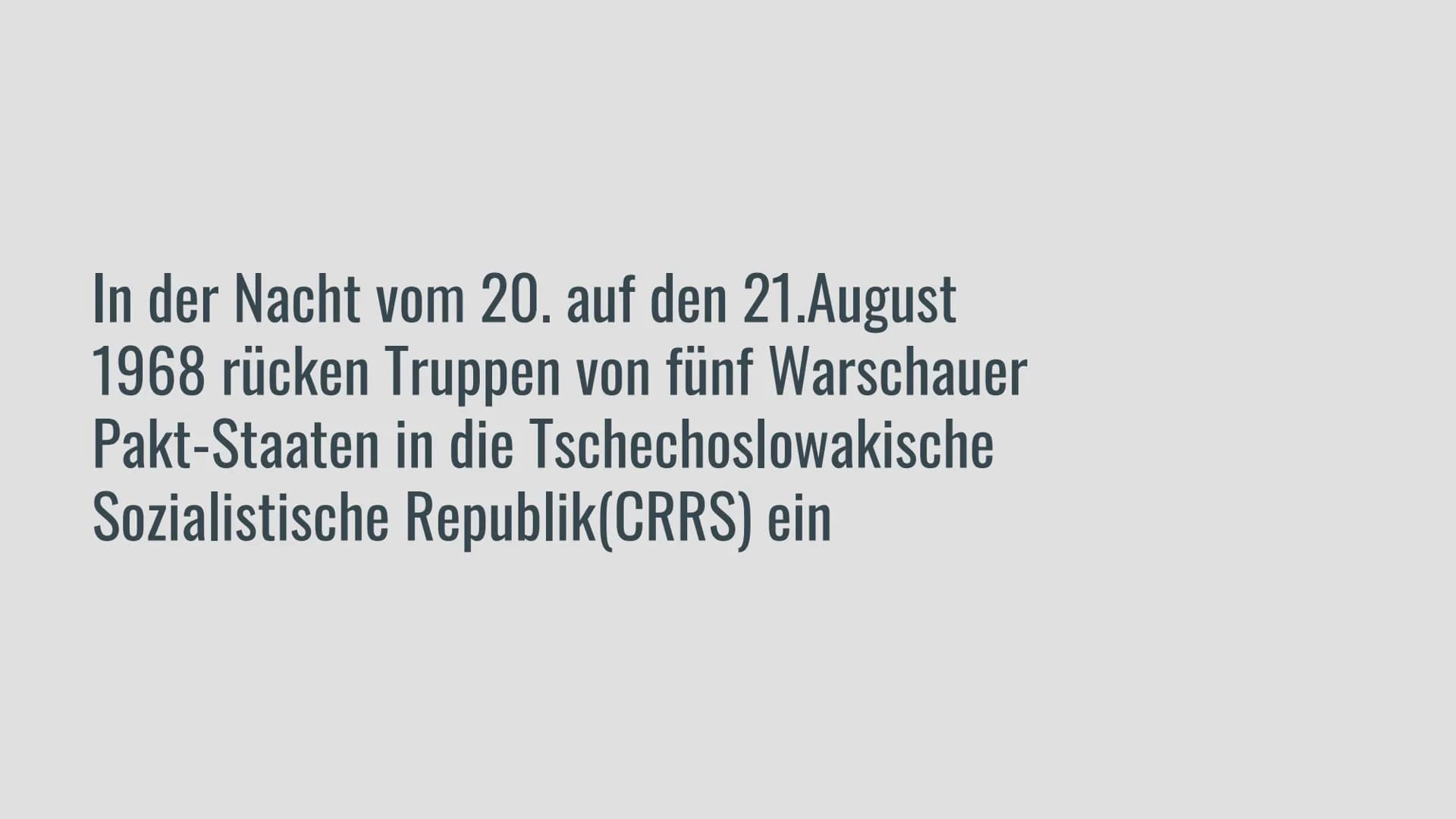PRAGER FRÜHLING 1968
15.02.2022 In der Nacht vom 20. auf den 21.August
1968 rücken Truppen von fünf Warschauer
Pakt-Staaten in die Tschechos