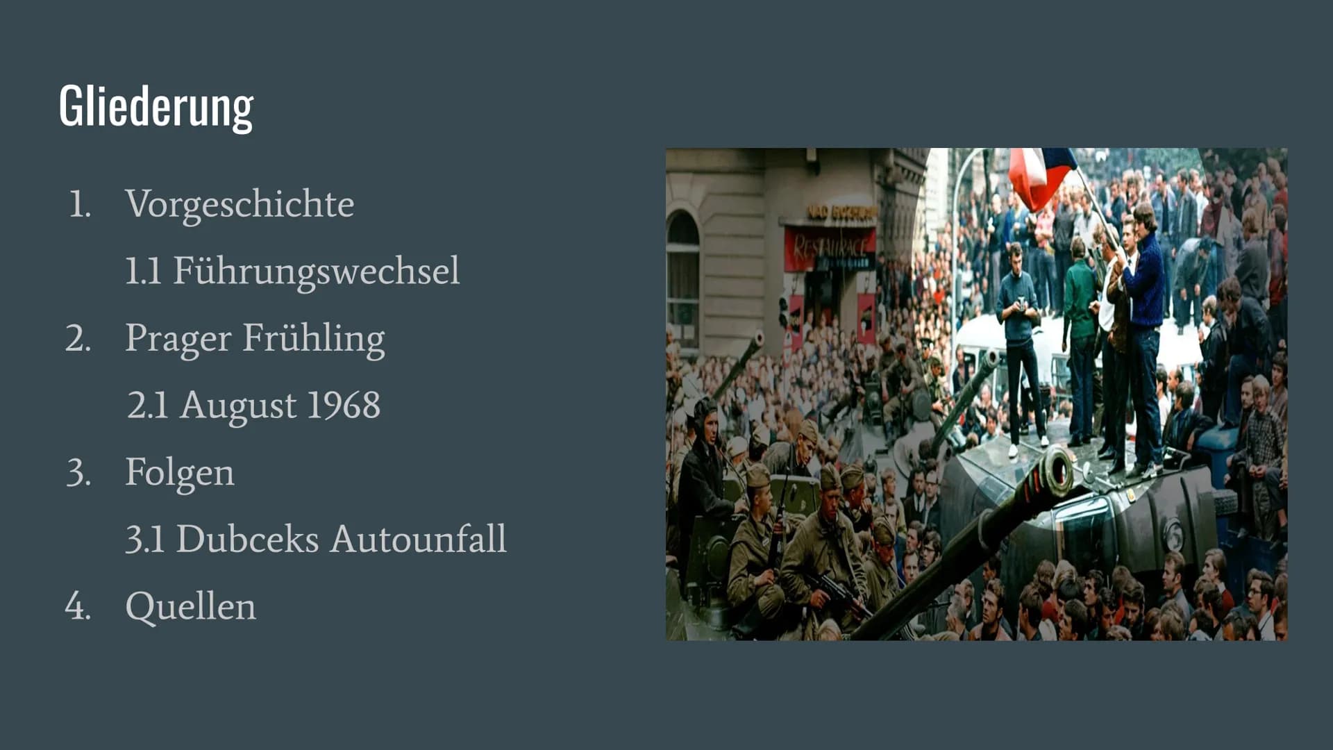 PRAGER FRÜHLING 1968
15.02.2022 In der Nacht vom 20. auf den 21.August
1968 rücken Truppen von fünf Warschauer
Pakt-Staaten in die Tschechos