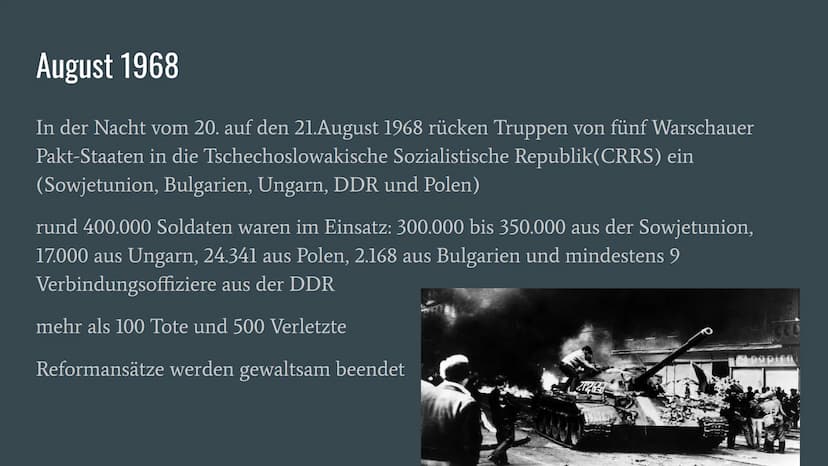PRAGER FRÜHLING 1968
15.02.2022 In der Nacht vom 20. auf den 21.August
1968 rücken Truppen von fünf Warschauer
Pakt-Staaten in die Tschechos