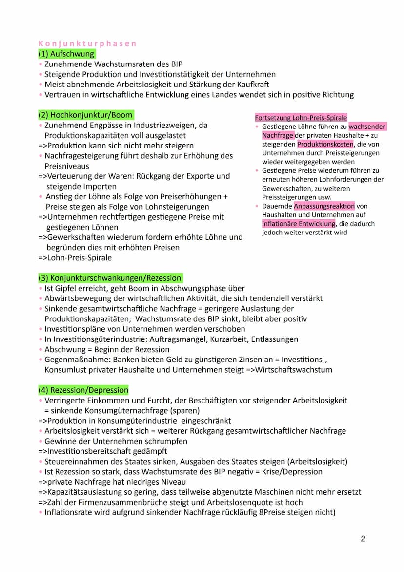 Wirtschaftskrisen
- Wie sind Konjunkturschwankungen zu erklären?
Konjunktur und Konjukturzyklus
• Produktionspotential Produktionsvolumen, d