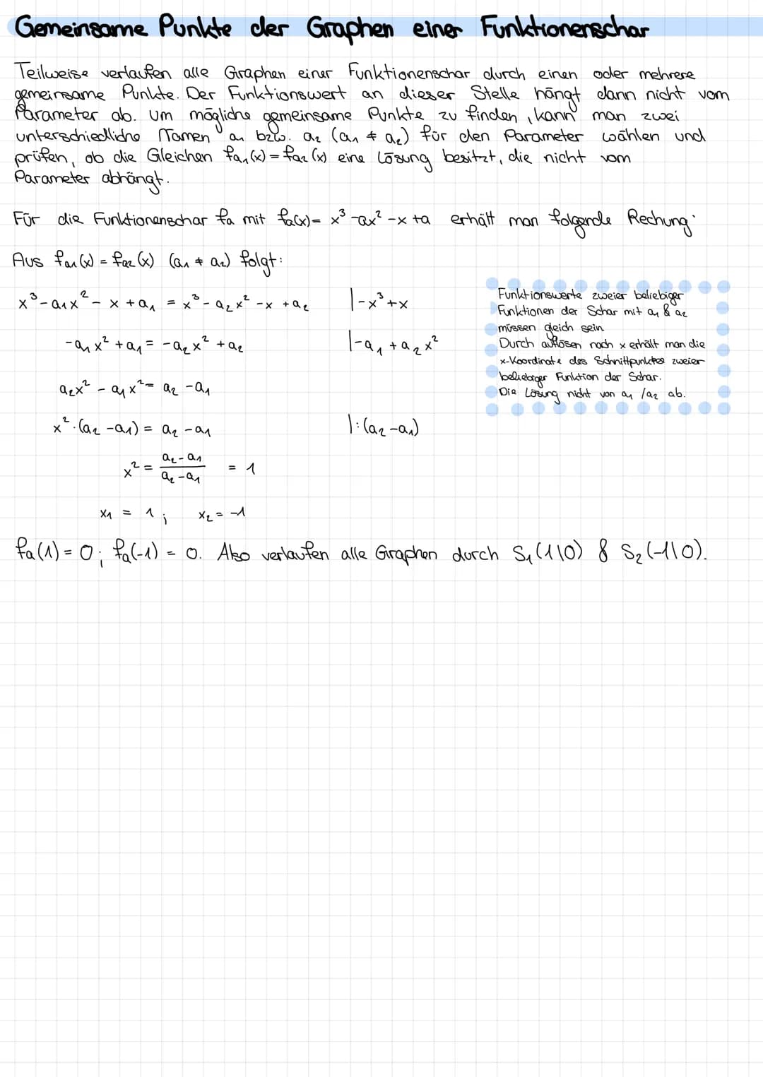 Funktionscharen
Funktionen mit Parametern
Enthalt ein Funktionsterm außer der Variablen x noch einen Parameter a, so
jedem a eine Funktion f