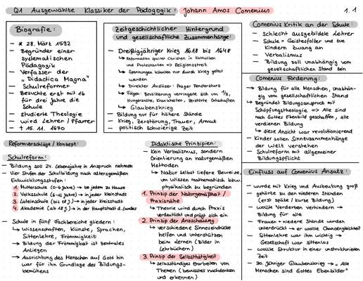 Know Q1 Erziehungswissenschaft Pädagogen (Steiner, Montessori, Comenius, Pestalozzi)  thumbnail