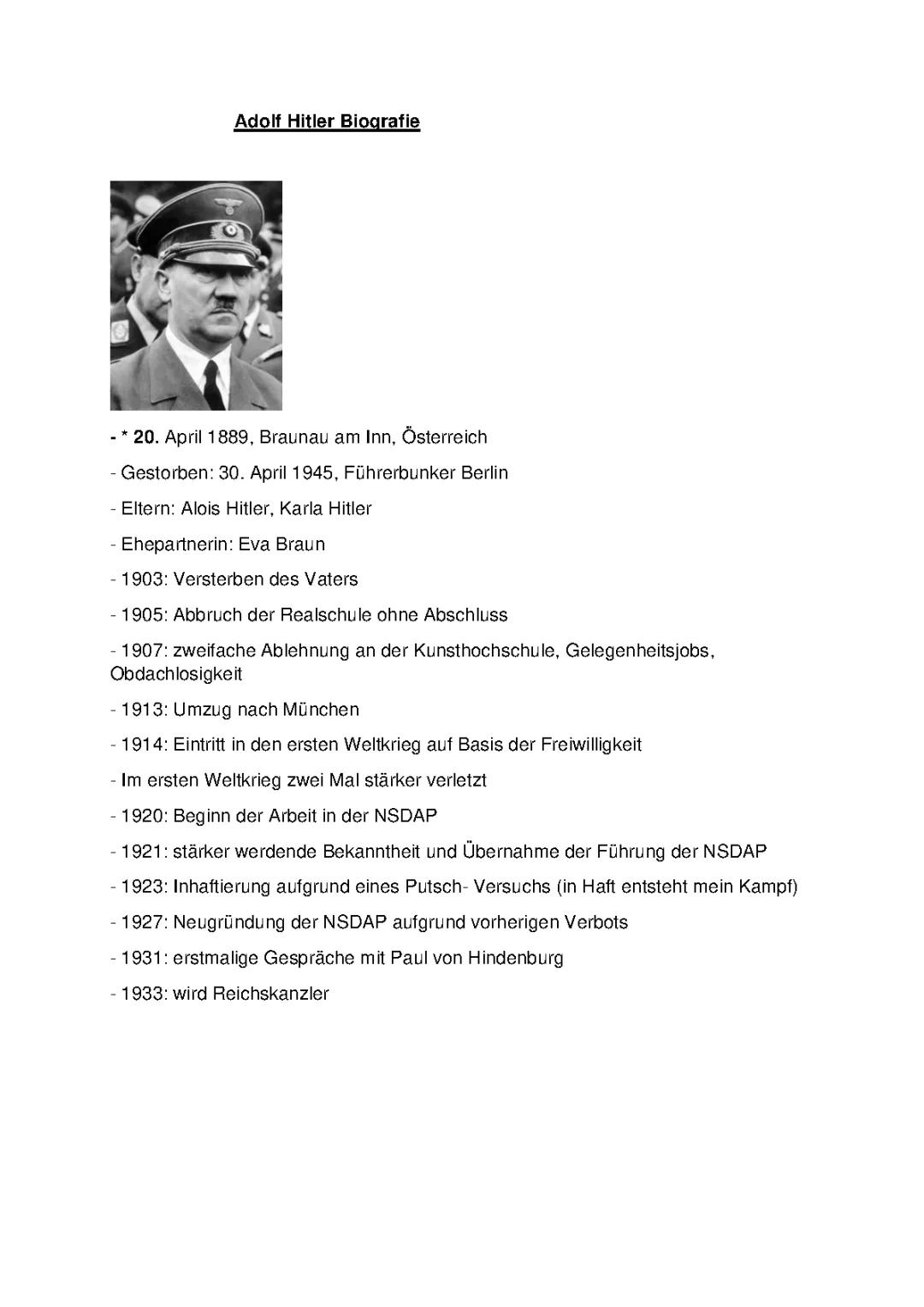 Adolf Hitler: Kindheit, Familie und Geburtsdatum