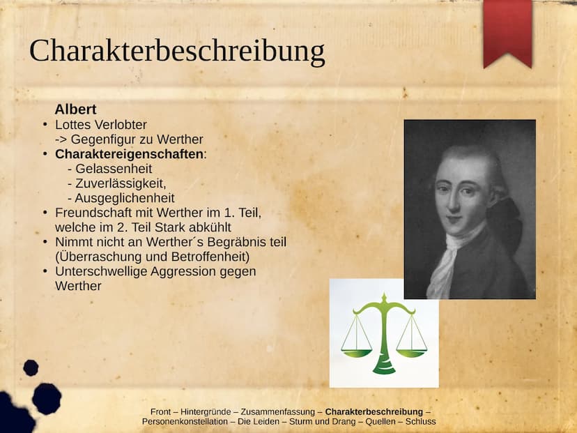 Die Leiden Des jungen Werthers
Hintergründe
Zusammenfassung
Charakterbeschreibung
▸ Personenkonstellation
> Die Leiden
Werther im Sturm und 