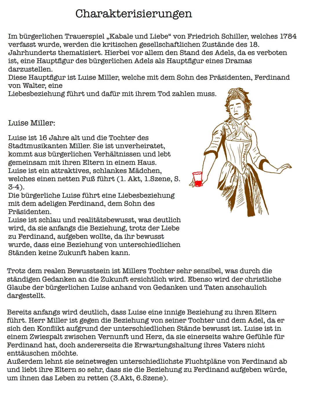Charakterisierungen
Im bürgerlichen Trauerspiel „Kabale und Liebe" von Friedrich Schiller, welches 1784
verfasst wurde, werden die kritische