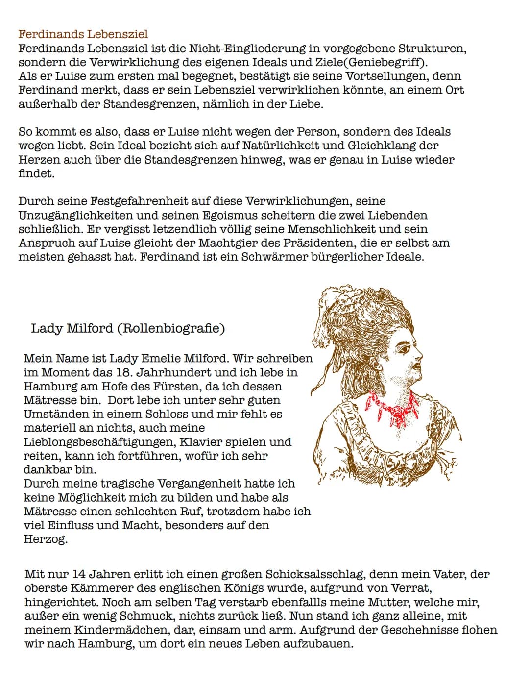 Charakterisierungen
Im bürgerlichen Trauerspiel „Kabale und Liebe" von Friedrich Schiller, welches 1784
verfasst wurde, werden die kritische